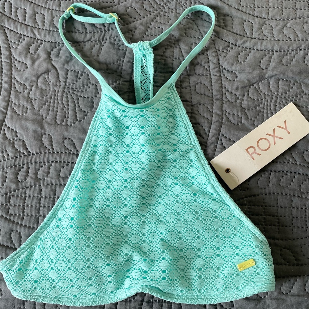 Teal Roxy Crochet Crop Top - medium